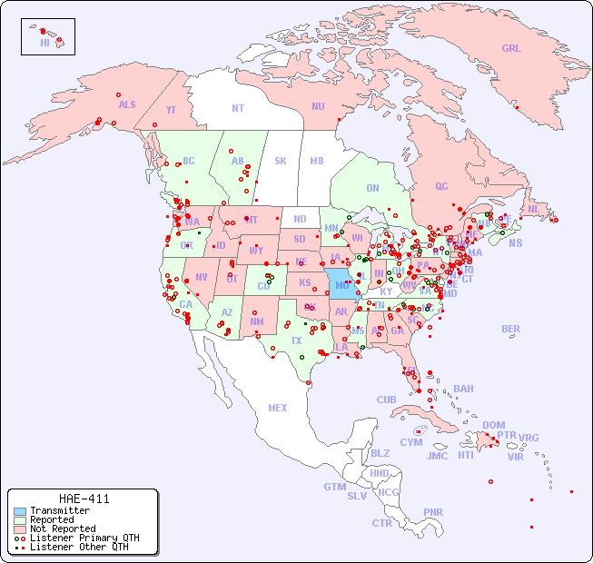 North American Reception Map for HAE-411