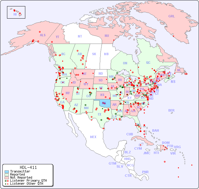 North American Reception Map for HDL-411