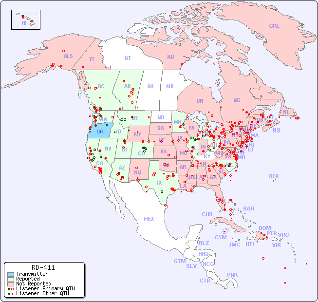 North American Reception Map for RD-411