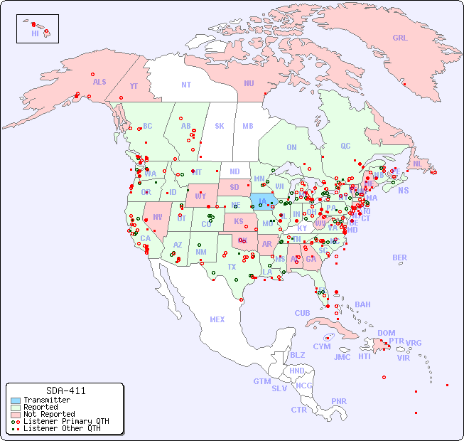 North American Reception Map for SDA-411