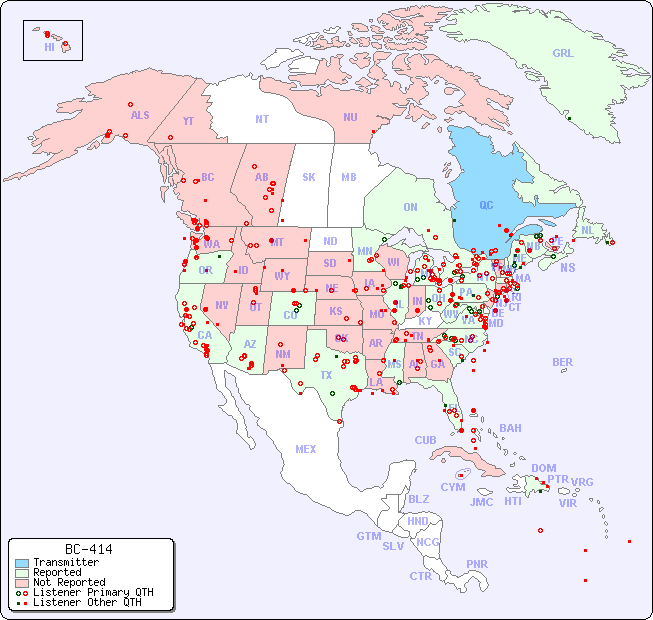 North American Reception Map for BC-414