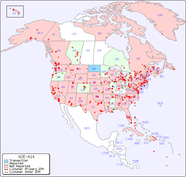 North American Reception Map for HZE-414