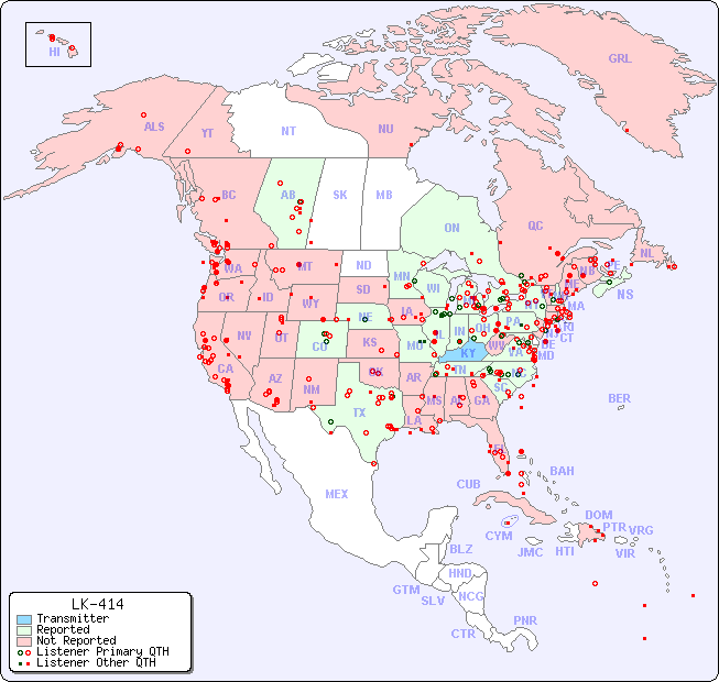 North American Reception Map for LK-414