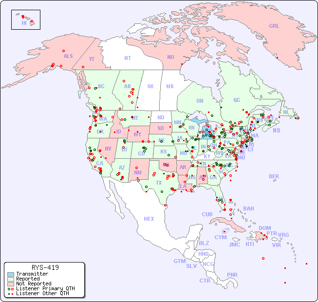 North American Reception Map for RYS-419
