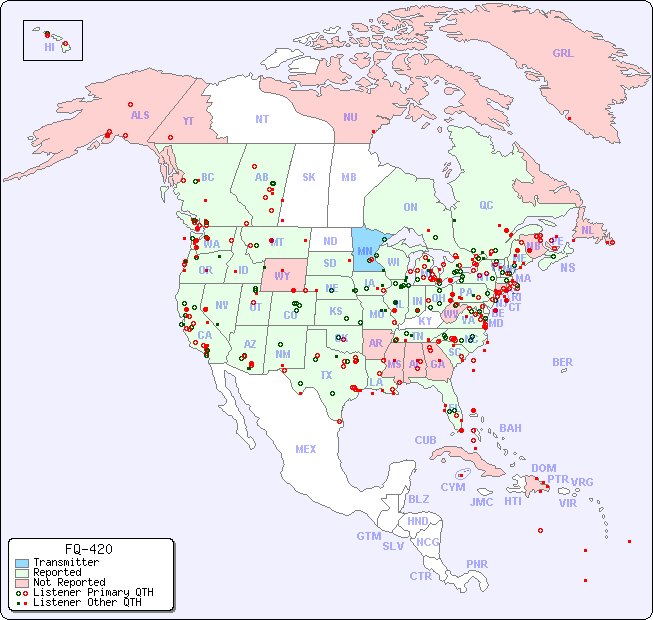 North American Reception Map for FQ-420