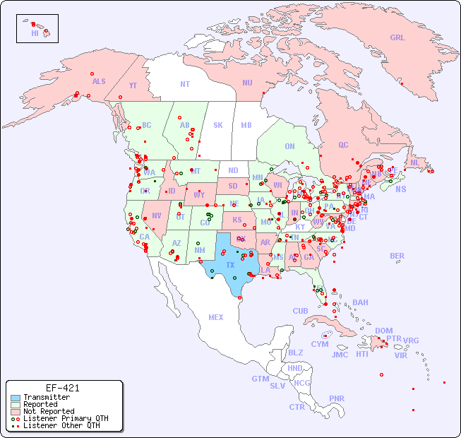 North American Reception Map for EF-421