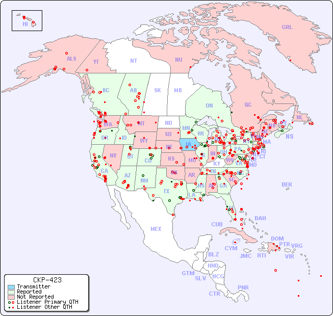 North American Reception Map for CKP-423