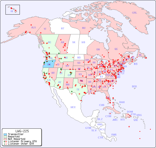 North American Reception Map for LWG-225