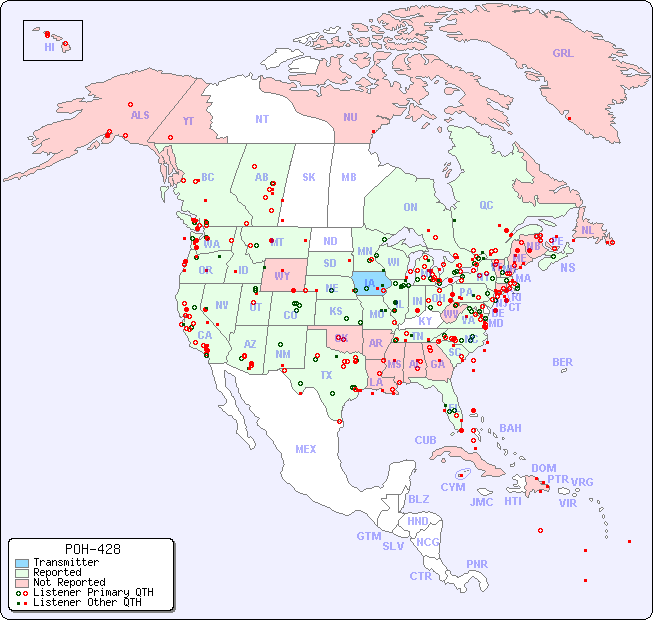 North American Reception Map for POH-428