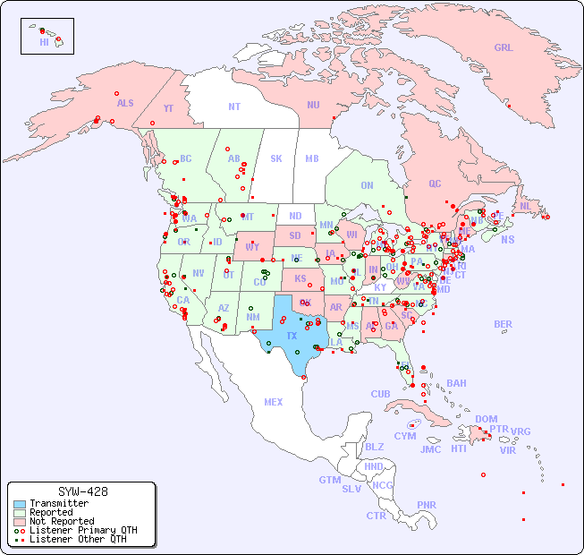 North American Reception Map for SYW-428