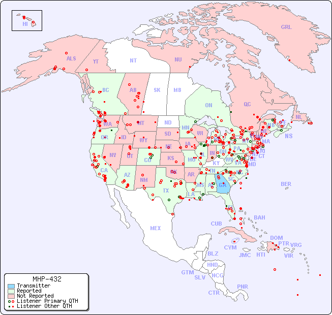 North American Reception Map for MHP-432