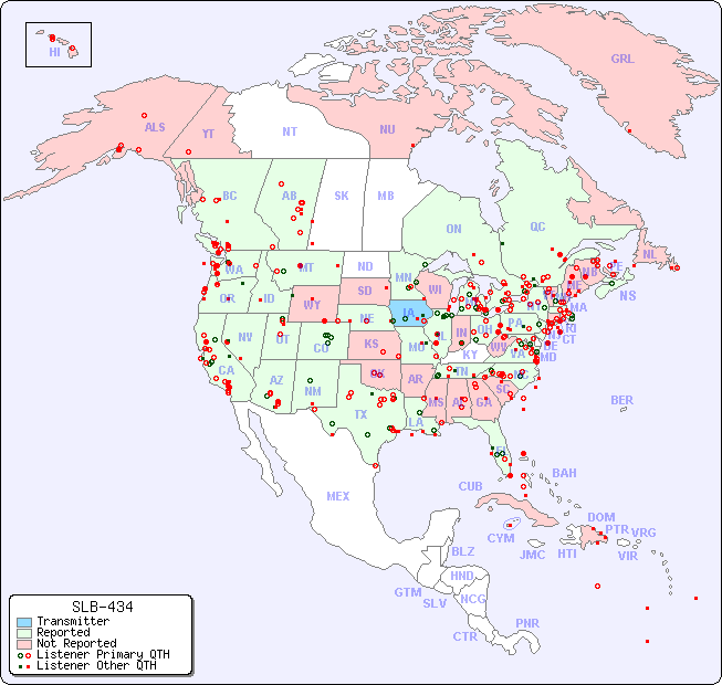 North American Reception Map for SLB-434