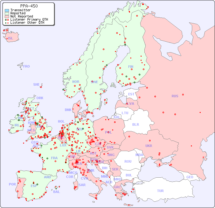 European Reception Map for PPA-450
