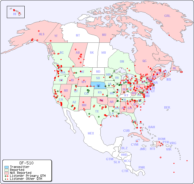 North American Reception Map for OF-510