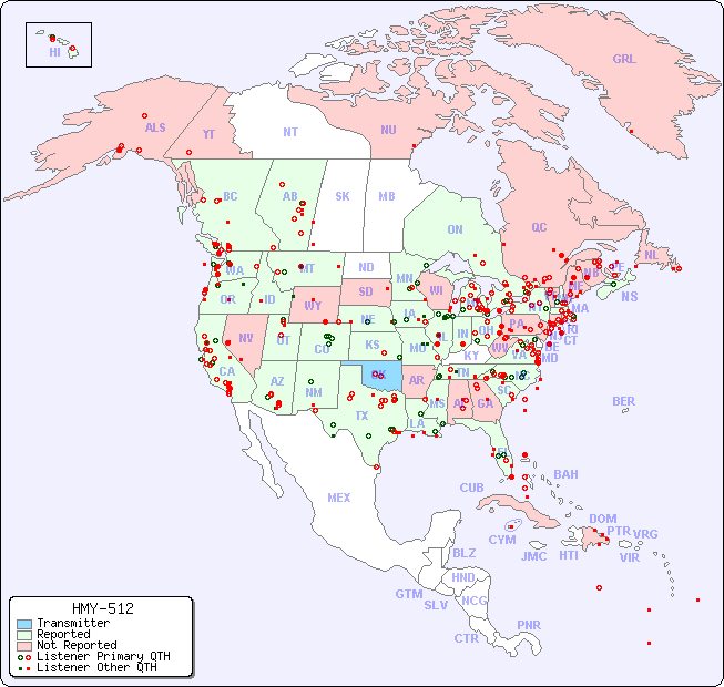 North American Reception Map for HMY-512