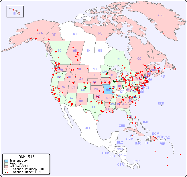 North American Reception Map for ONH-515