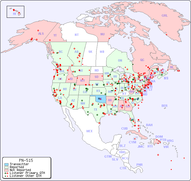 North American Reception Map for PN-515