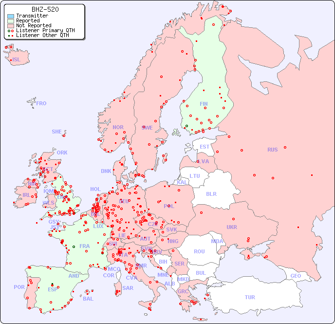 European Reception Map for BHZ-520