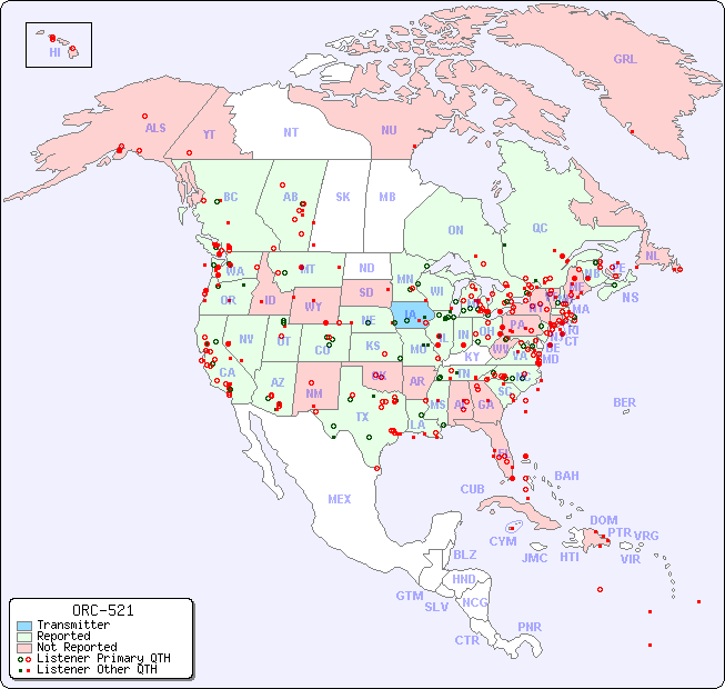 North American Reception Map for ORC-521