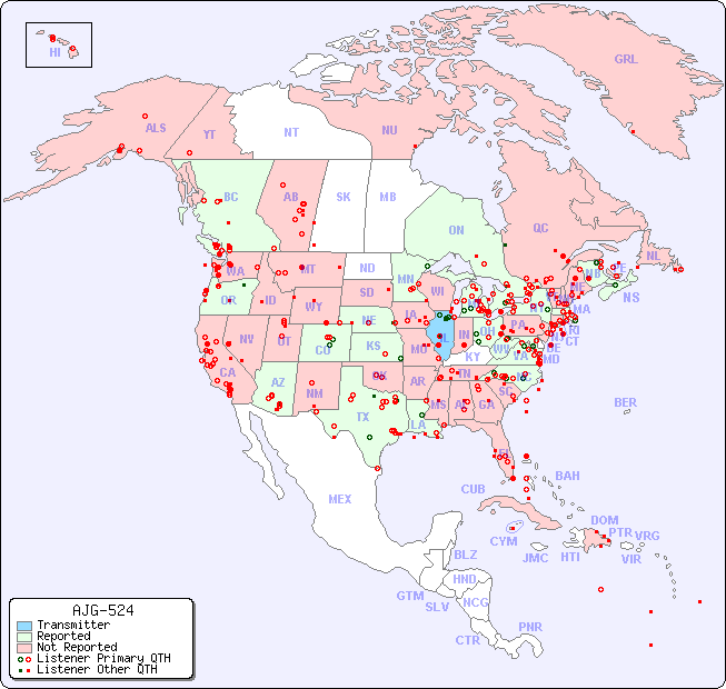 North American Reception Map for AJG-524