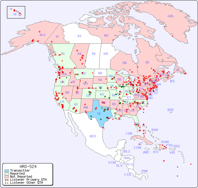 North American Reception Map for HRD-524