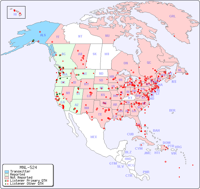 North American Reception Map for MNL-524