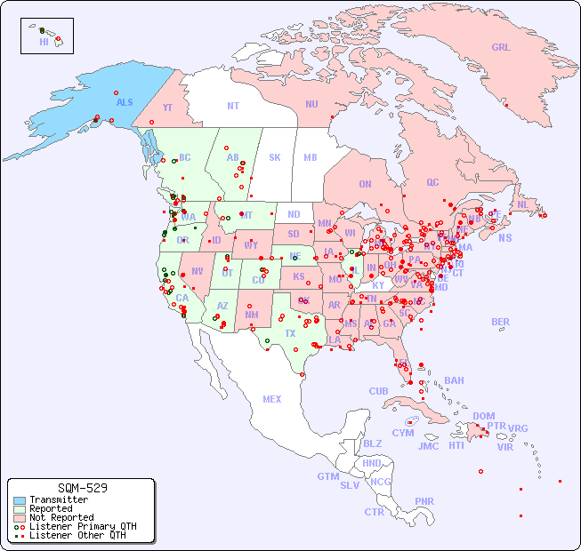 North American Reception Map for SQM-529