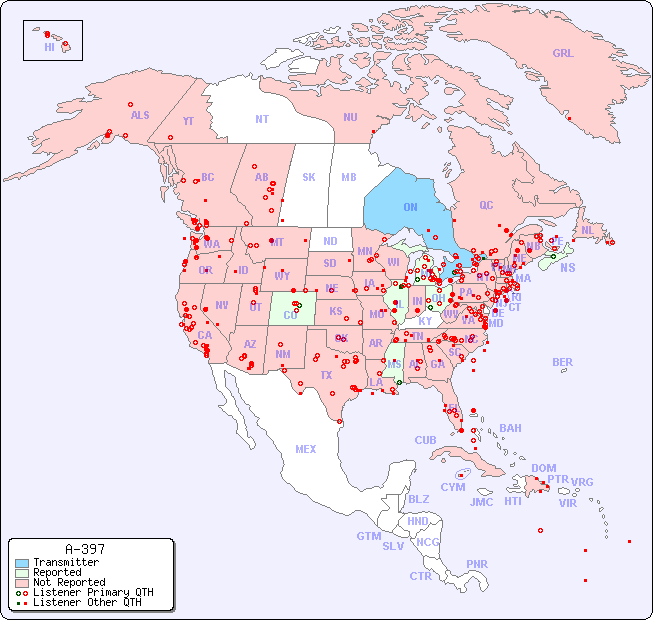 North American Reception Map for A-397