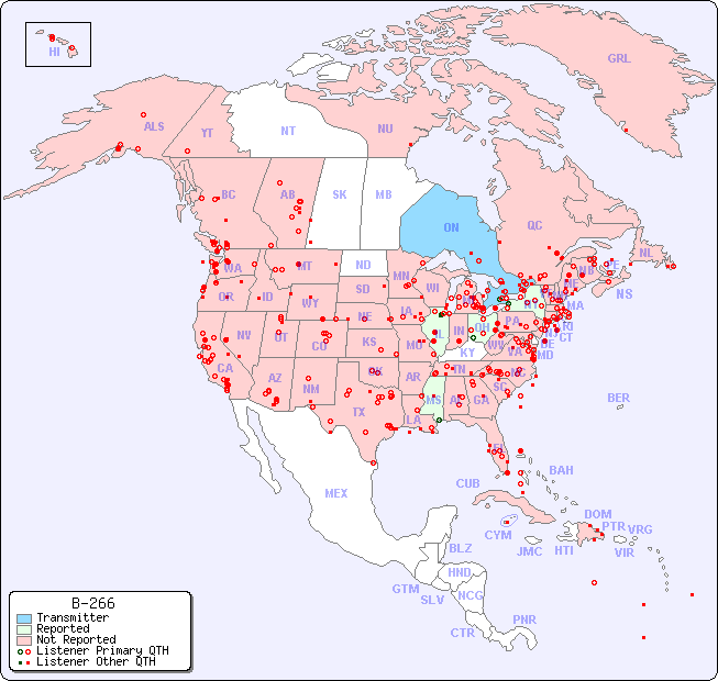 North American Reception Map for B-266