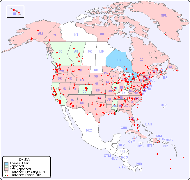 North American Reception Map for D-399