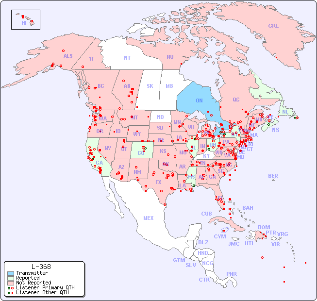 North American Reception Map for L-368