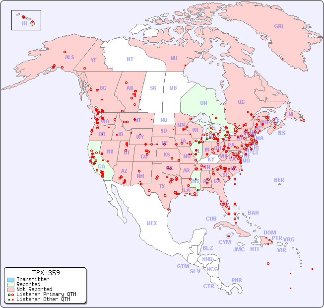North American Reception Map for TPX-359