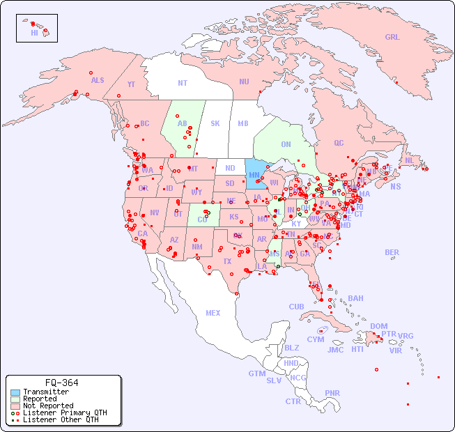 North American Reception Map for FQ-364