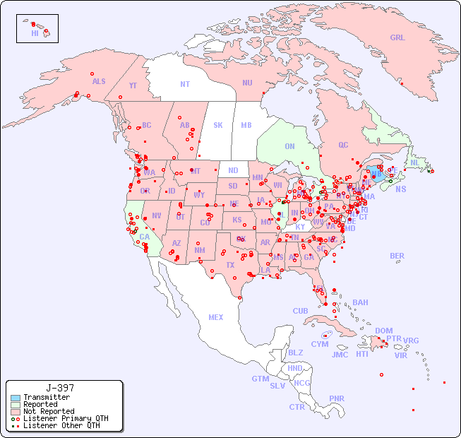 North American Reception Map for J-397