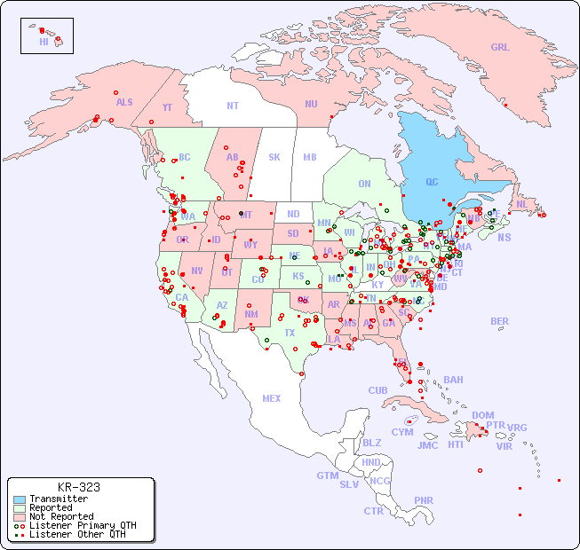 North American Reception Map for KR-323