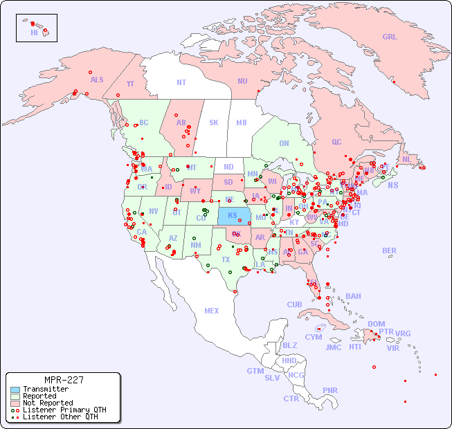 North American Reception Map for MPR-227