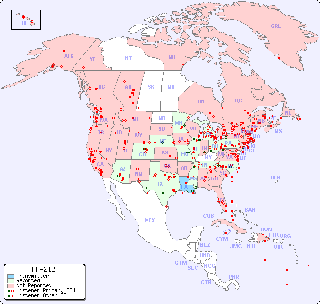 North American Reception Map for HP-212