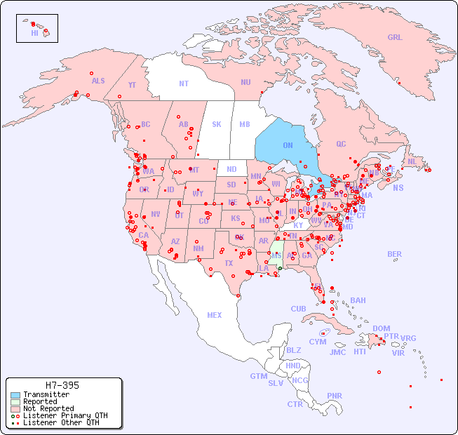 North American Reception Map for H7-395