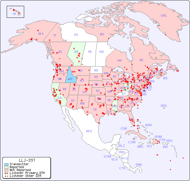 North American Reception Map for LLJ-397