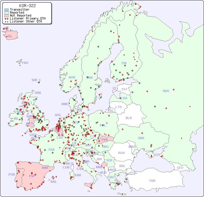 European Reception Map for KOR-322
