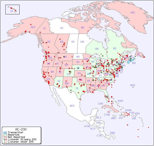 North American Reception Map for AC-230