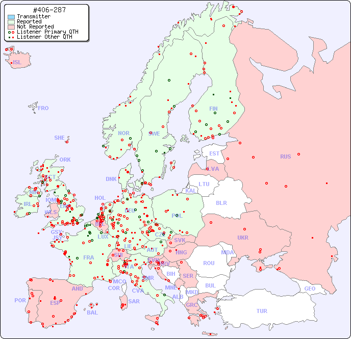European Reception Map for #406-287