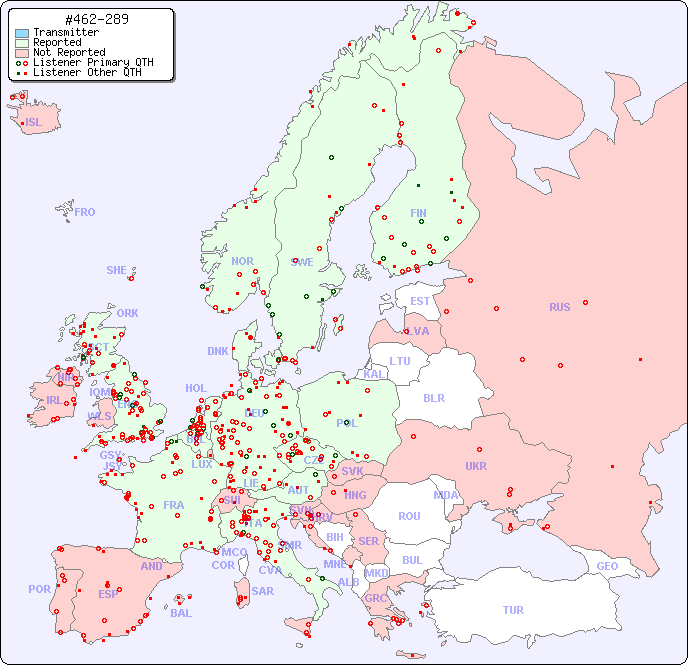 European Reception Map for #462-289