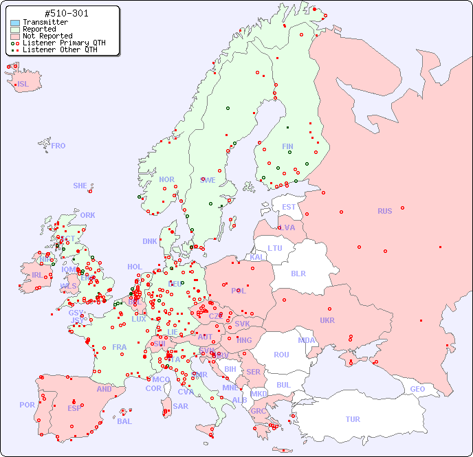 European Reception Map for #510-301