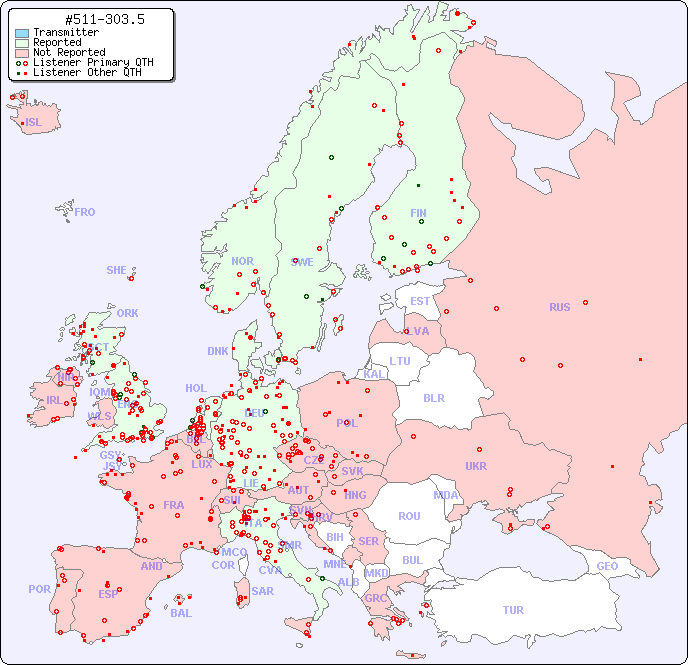 European Reception Map for #511-303.5