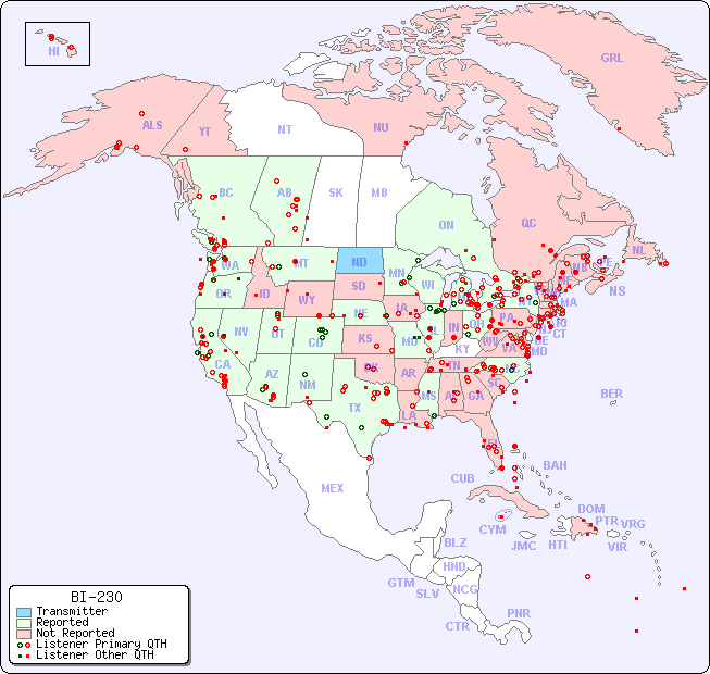North American Reception Map for BI-230