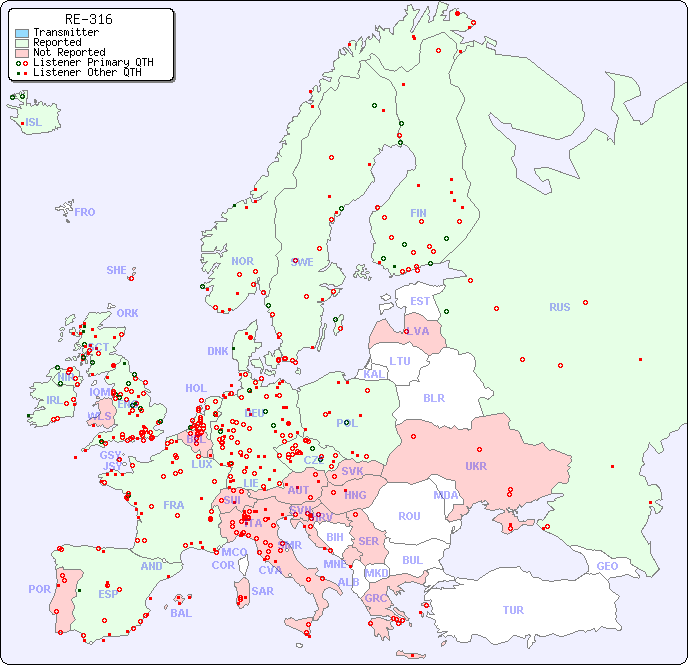 European Reception Map for RE-316