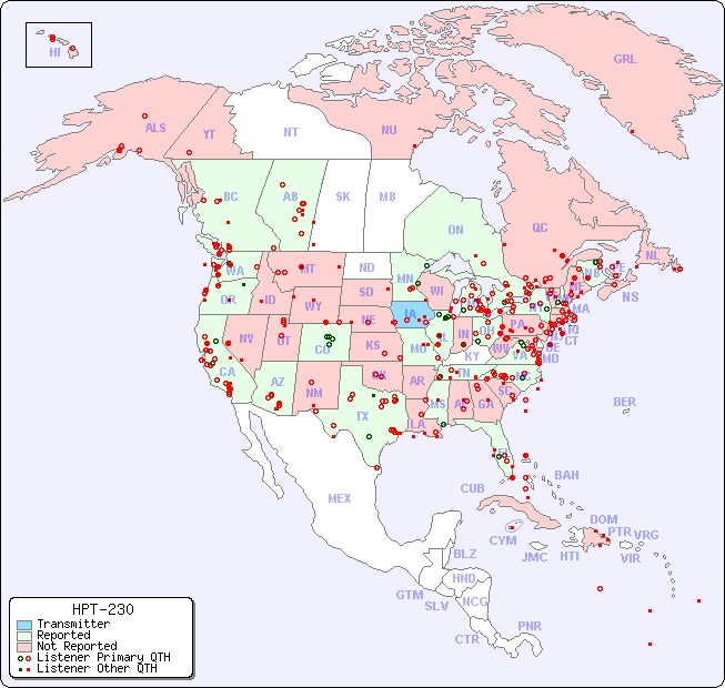 North American Reception Map for HPT-230