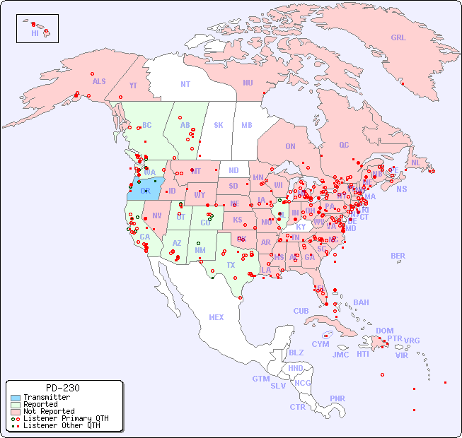 North American Reception Map for PD-230
