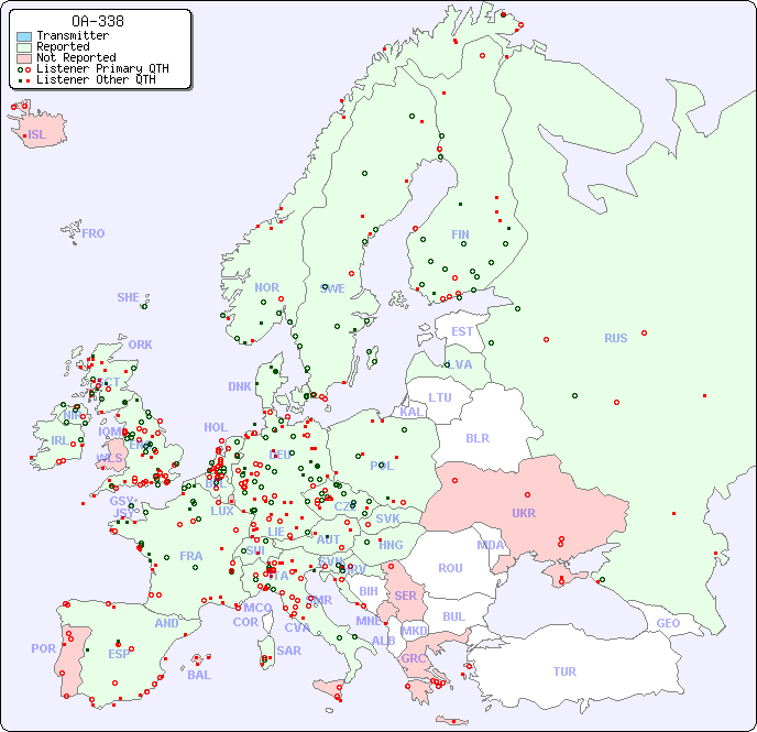 European Reception Map for OA-338